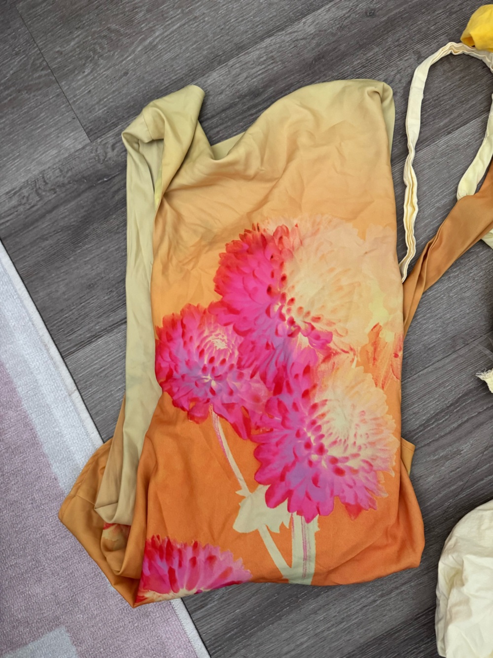 Peppermayo Pink Floral Ombre Tie-Waist Mini Dress - Orange & Pink